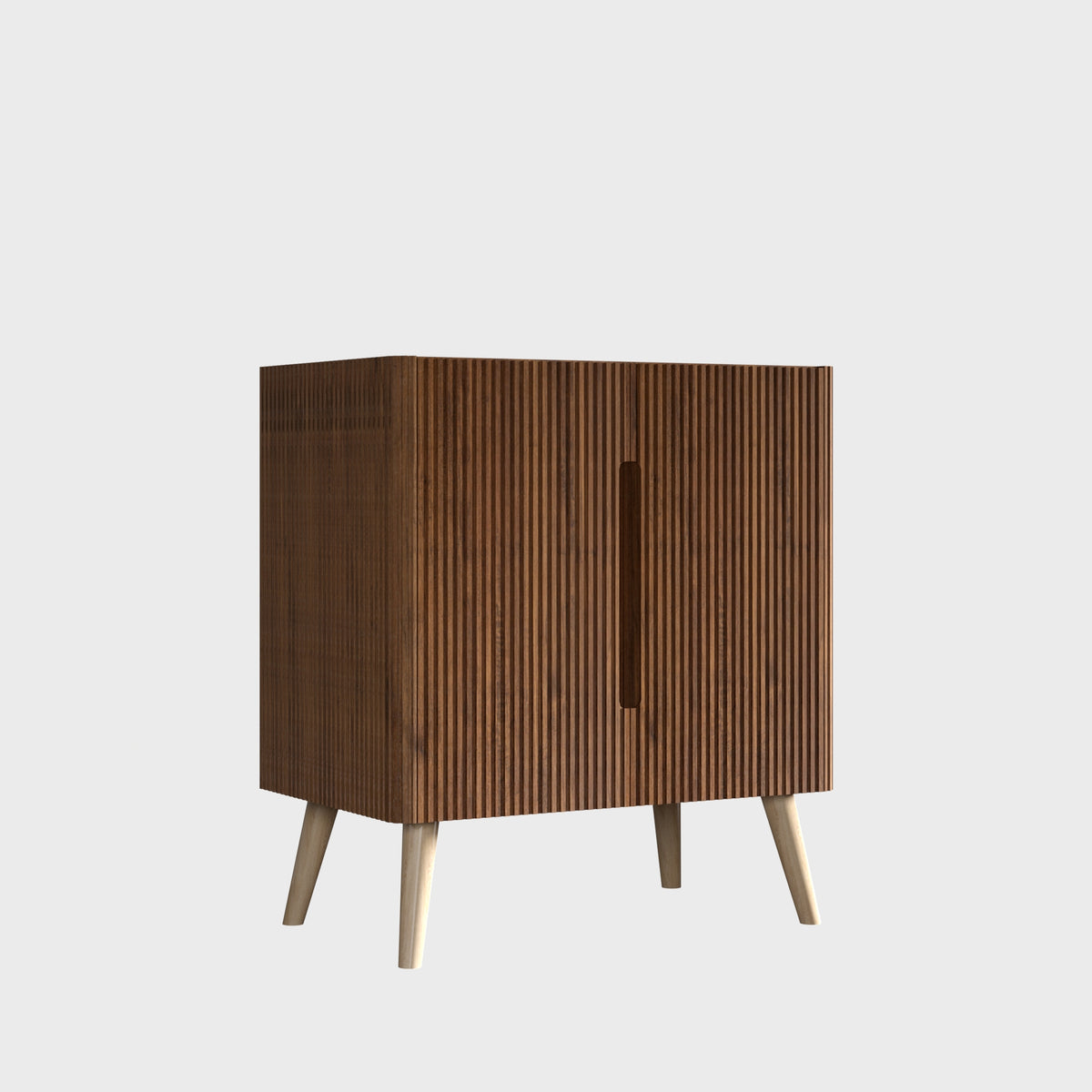 Etna 30-Inch Bathroom Vanity, Walnut Striped, Modern Freestanding Cabinet