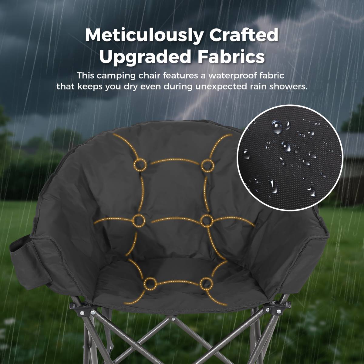Oversized Camping Chair: Portable Folding Moon Chair with Side Pocket