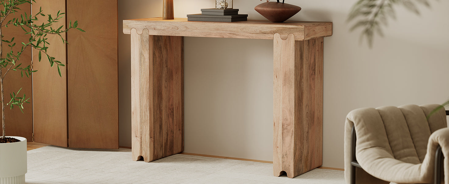 TREXM Farmhouse Mango Wood Console Table