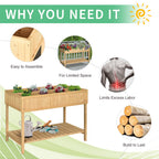 Outsunny 43x18x30in Raised Garden Bed with 8 Pockets and Shelf