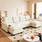104.7" U-Shaped Sleeper Sofa with Pull Out Bed