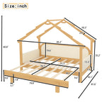 Twin Size Wood Treehouse Bed With Soft Cushion Rails