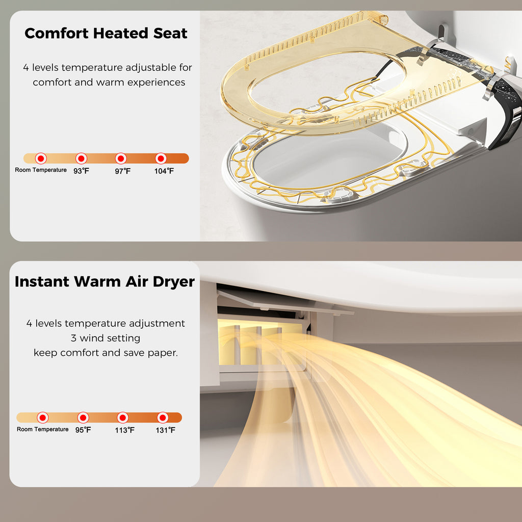 Starry Night Light Smart Toilet with Bidet Built In