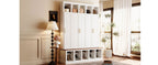 U-Can Farmhouse Entryway Storage Cabinet with Shoe Rack & Display Cubbies