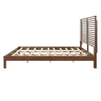 Premium Solid Wood King Size Bed Frame with Headboard - Walnut Color