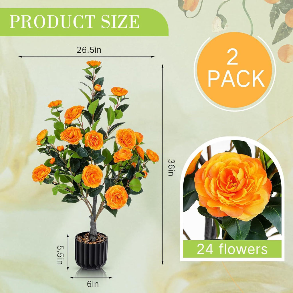 Artificial Camellia Tree 2 Pack