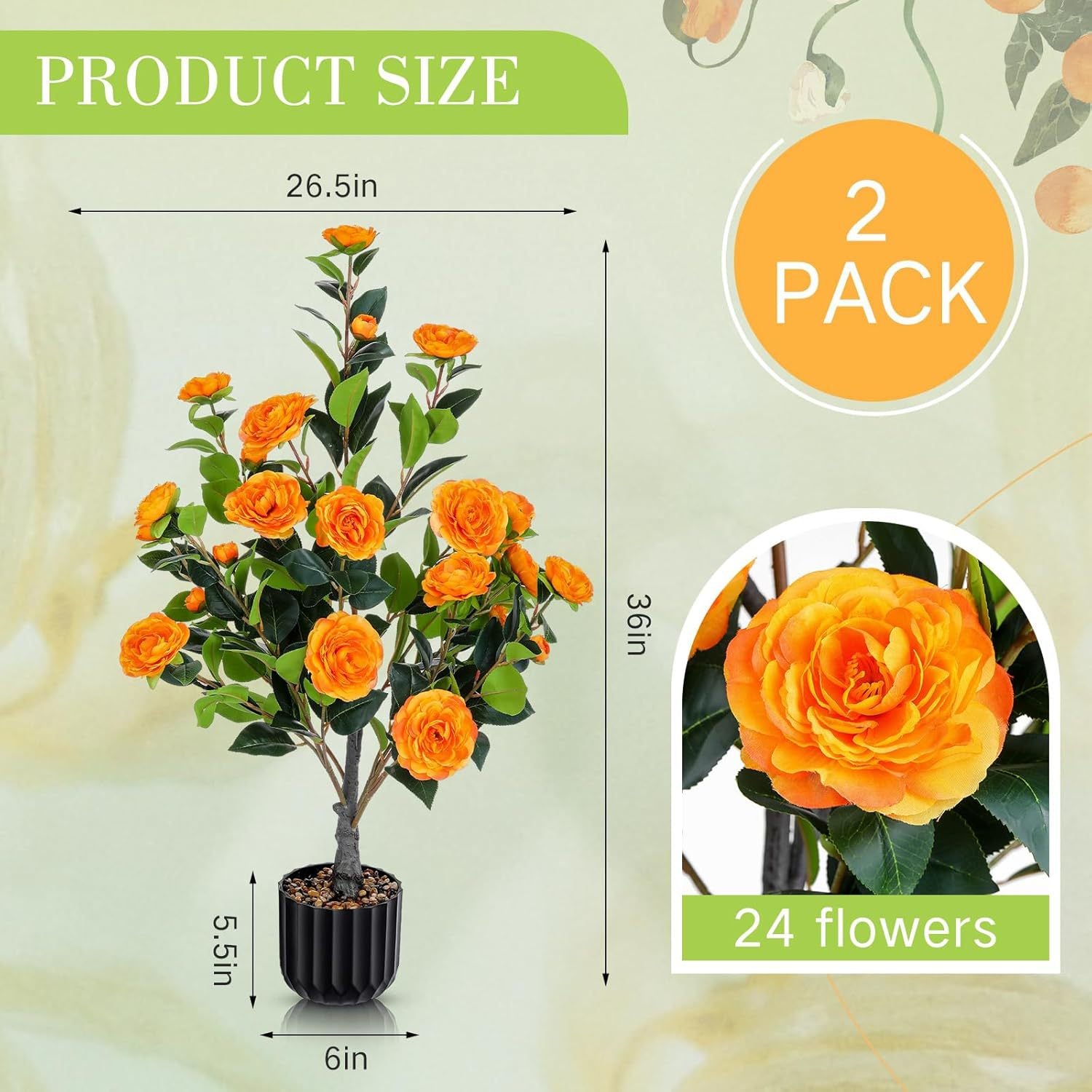 Artificial Camellia Tree 2 Pack