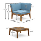 Grenada 5 Seater Acacia Wood Sectional Sofa Set