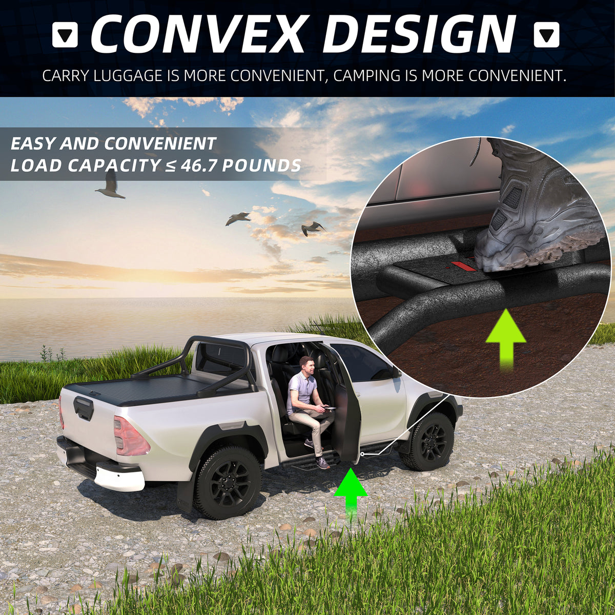 Running Boards Side Steps for 2024–2026 Toyota Tacoma Double Cab, Black or Red