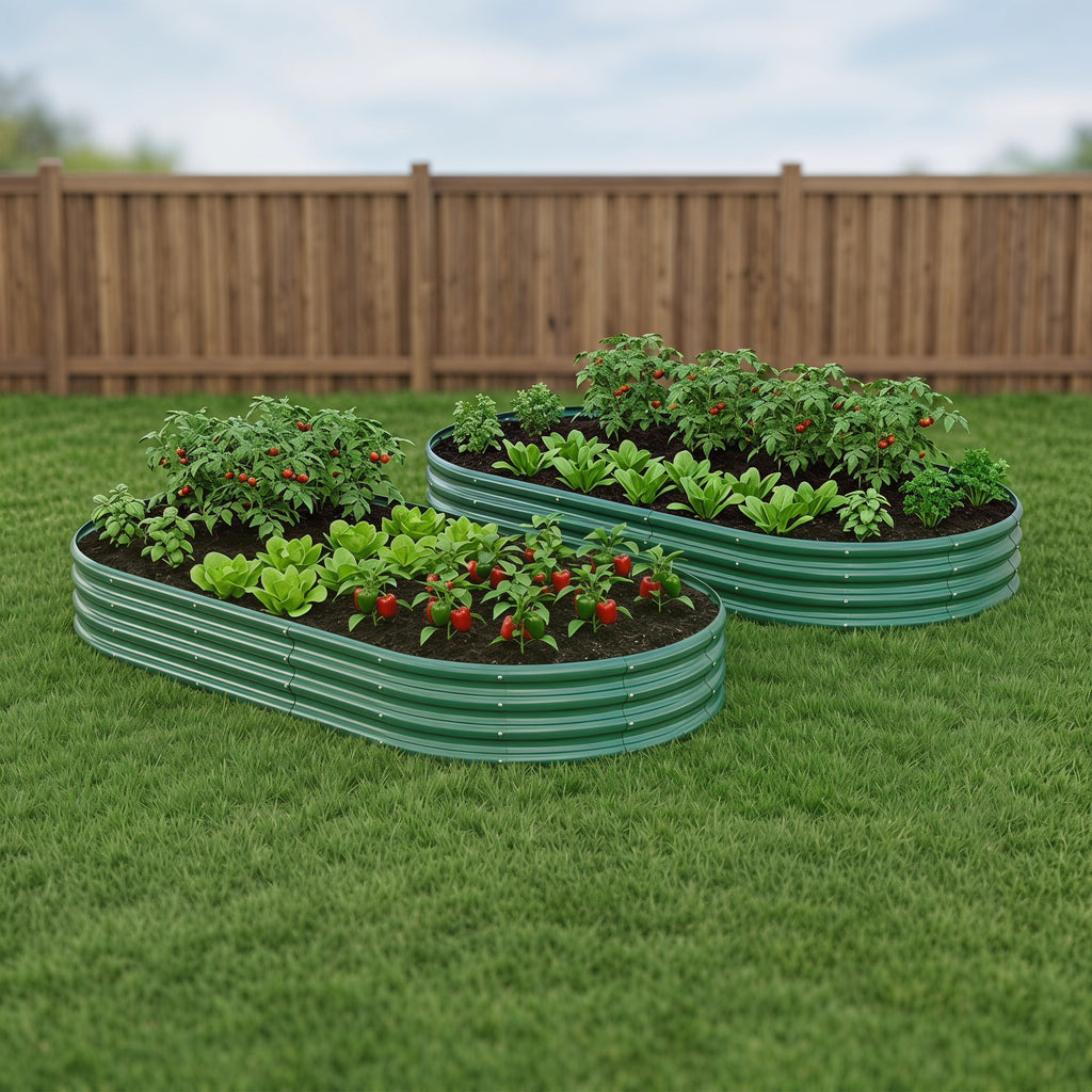 Galvanized Raised Garden Bed, 6x3x1 Ft, Heavy Duty Metal Planter, Green