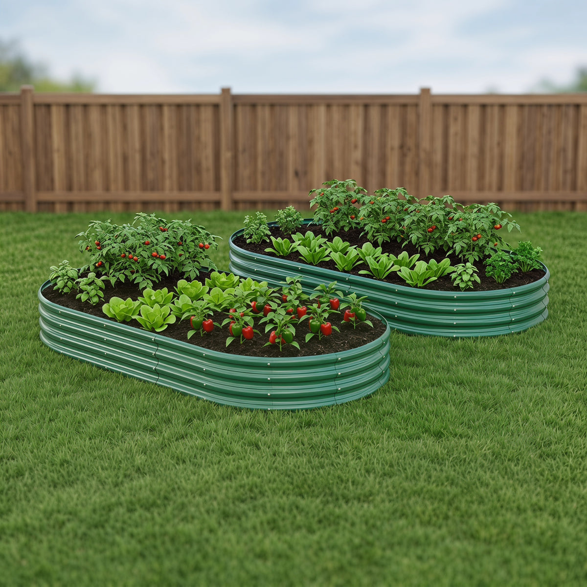 Galvanized Raised Garden Bed, 6x3x1 Ft, Heavy Duty Metal Planter, Green