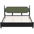 King Bed Frame, Solid Wood Platform with Slats, Modern