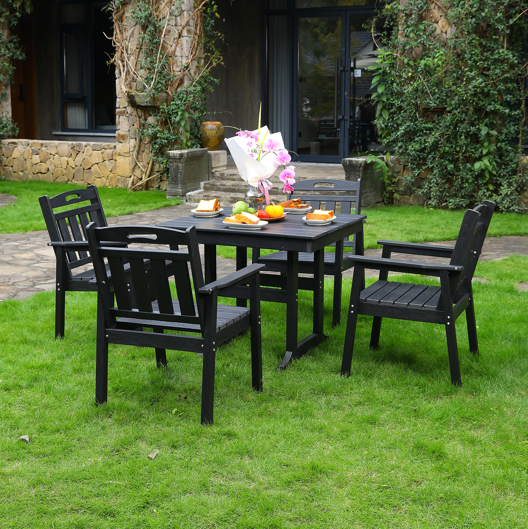 HDPE Outdoor Patio Dining Set with Table and Four Chairs