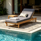 Light Teak Acacia Wood Chaise Lounge Set