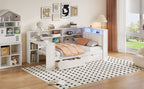 Wood Twin Size Platform Bed with Storage Shelves, Drawers, and LED