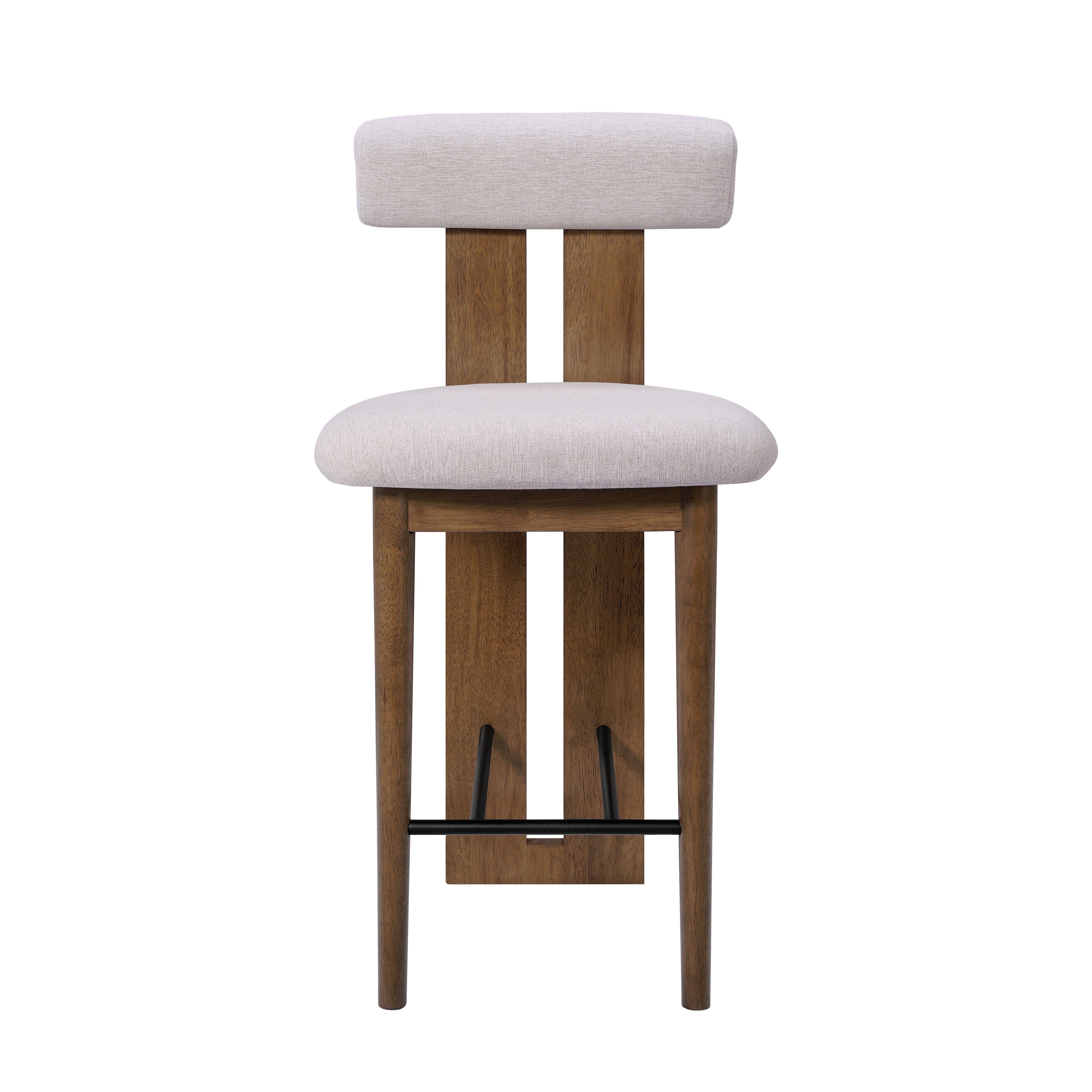 Renee Indoor Modern Split-Back Rubber Wood Counter Stool