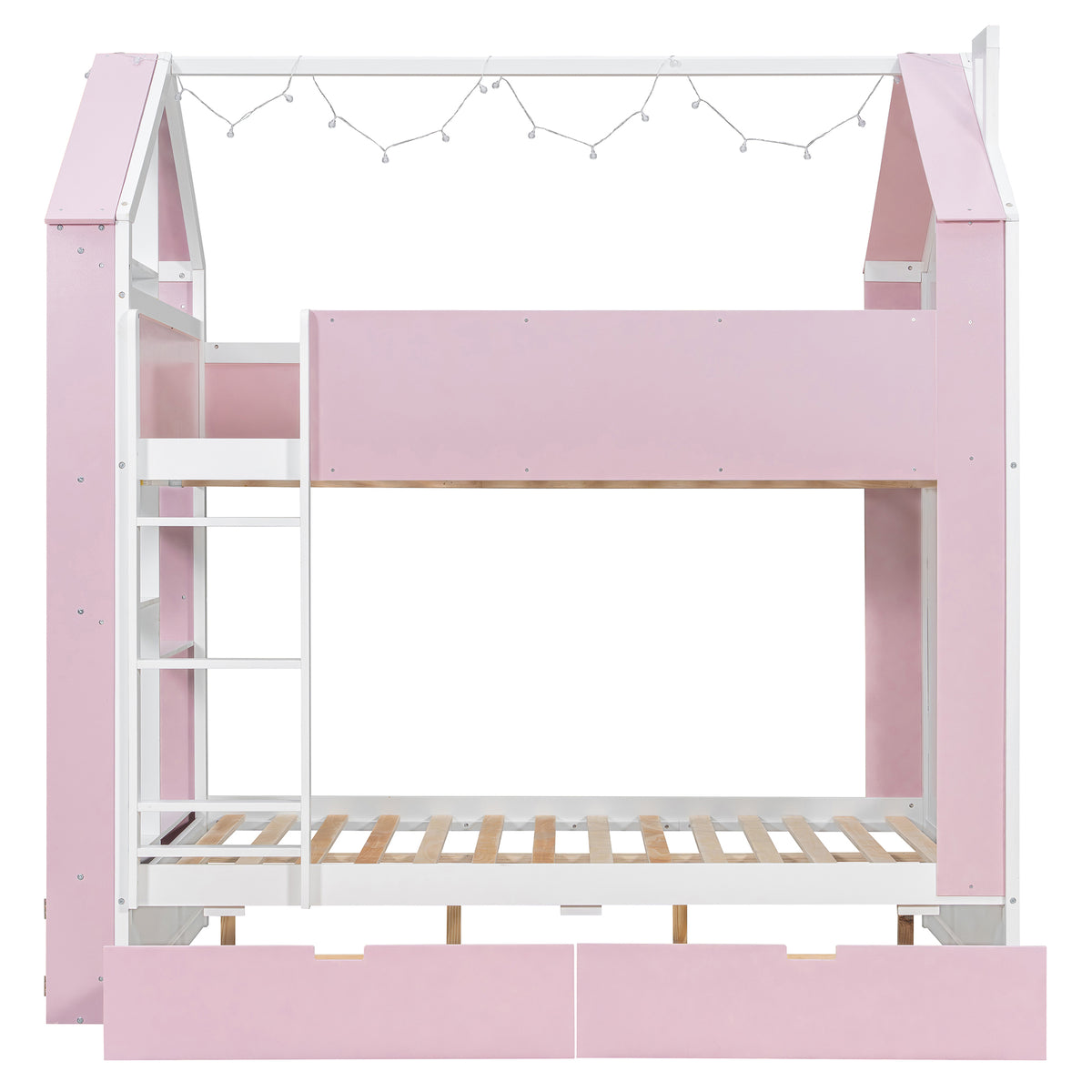 Full Size Bunk Bed with Storage Drawers & Shelves