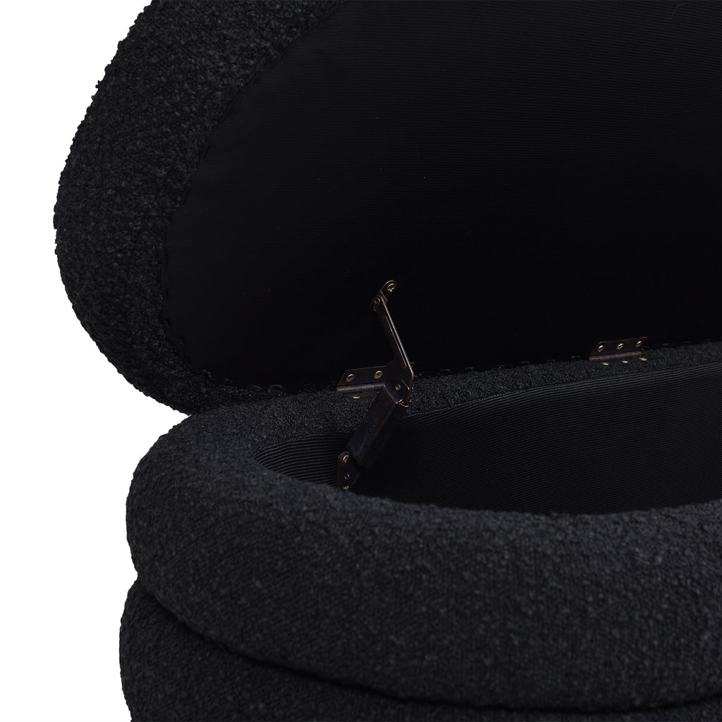 Fuji 49" Upholstered Oval Storage Bench, Ebony