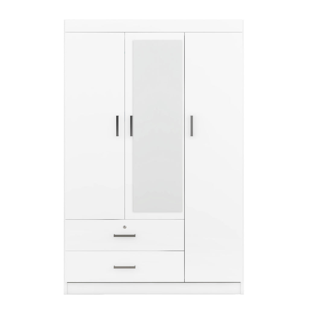 3-Door Mirror Wardrobe with Shelves