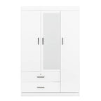 3-Door Mirror Wardrobe with Shelves