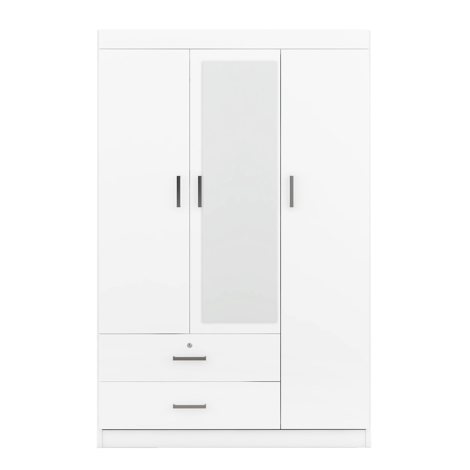 3-Door Mirror Wardrobe with Shelves