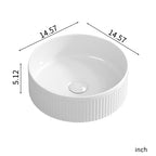 Small Bathroom Sink - 14 Inch Round Porcelain Ceramic