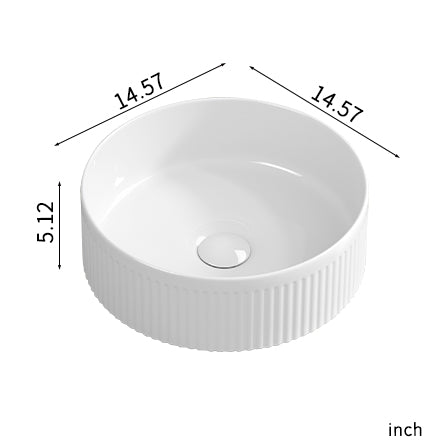 Small Bathroom Sink - 14 Inch Round Porcelain Ceramic
