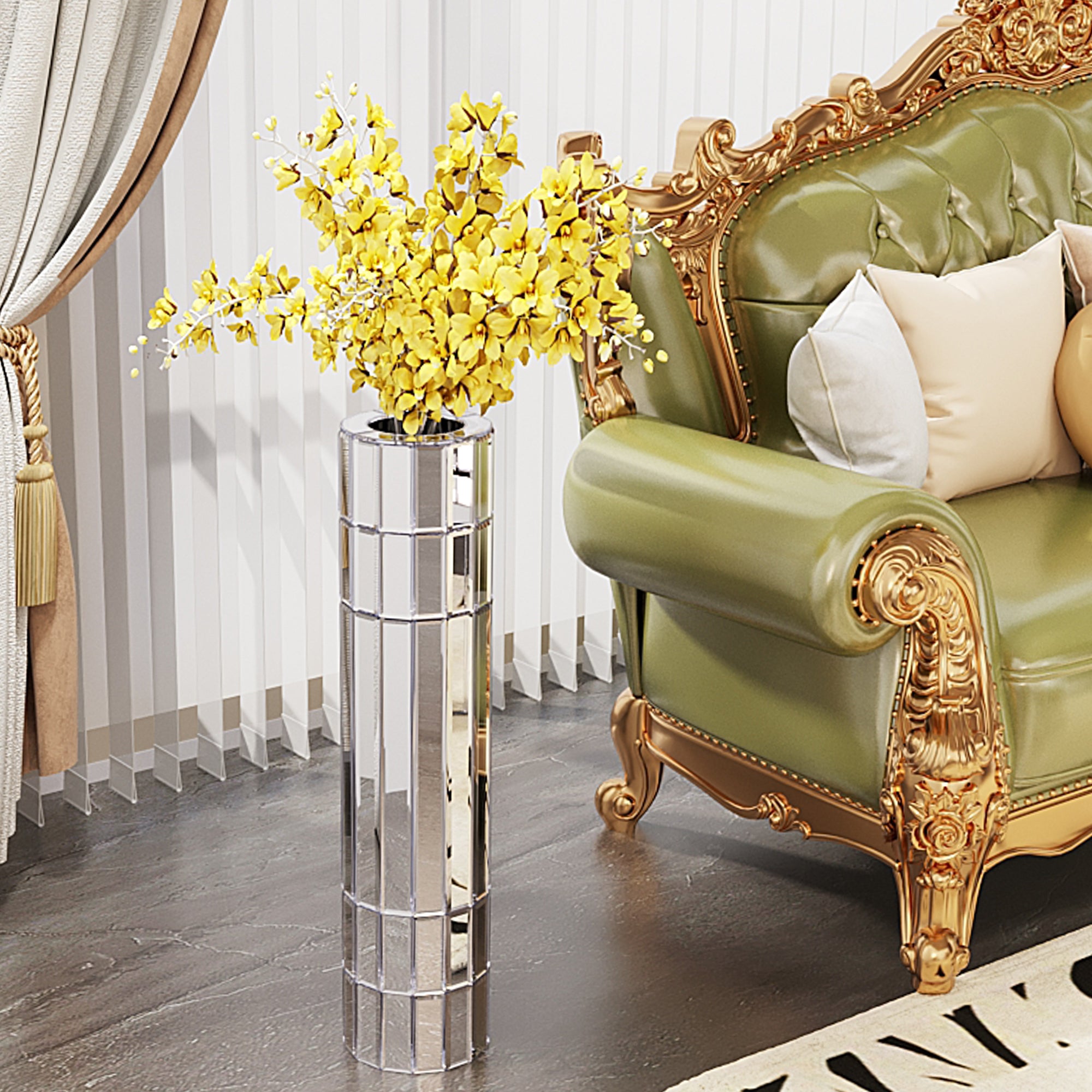 29.92" Tall Mirrored Floor Vase