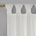 Floral Emb Hed Cuff Tab Top Solid Curtain Panel