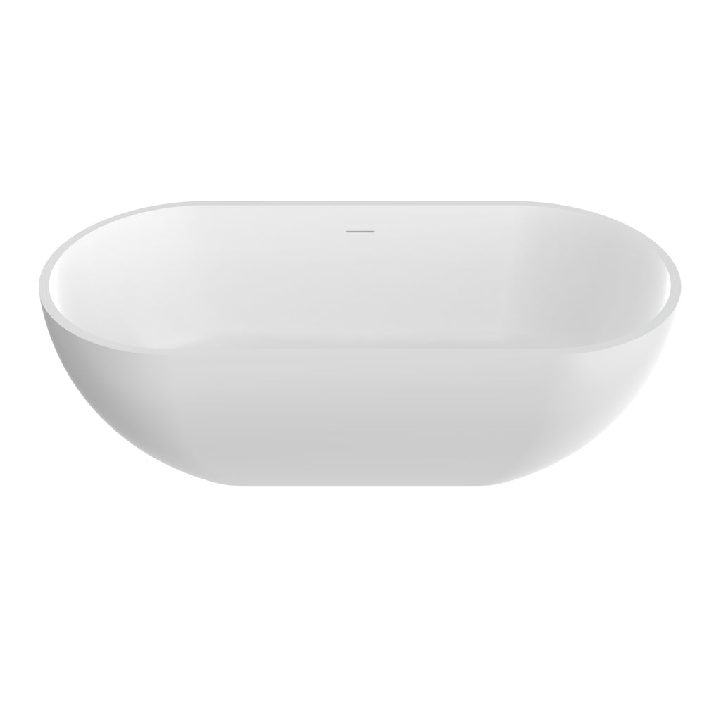 63 Inch Artificial Stone Solid Surface Oval Freestanding Bathtub
