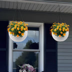 Self-Watering Hanging Rattan-Inspired Planter (Pack of 2, White)