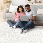 Step Collection High-Low Medallion Cream/Cream Indoor Area Rug