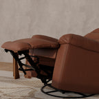 Global Home Swivel Glider Recliner with Manual Footrest In Oslo Pecan