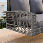 GO 69" PE Wicker 3-Person Porch Swing