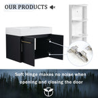 30 Inch Wall-Mounted Bathroom Vanity with Sink and Storage Rack