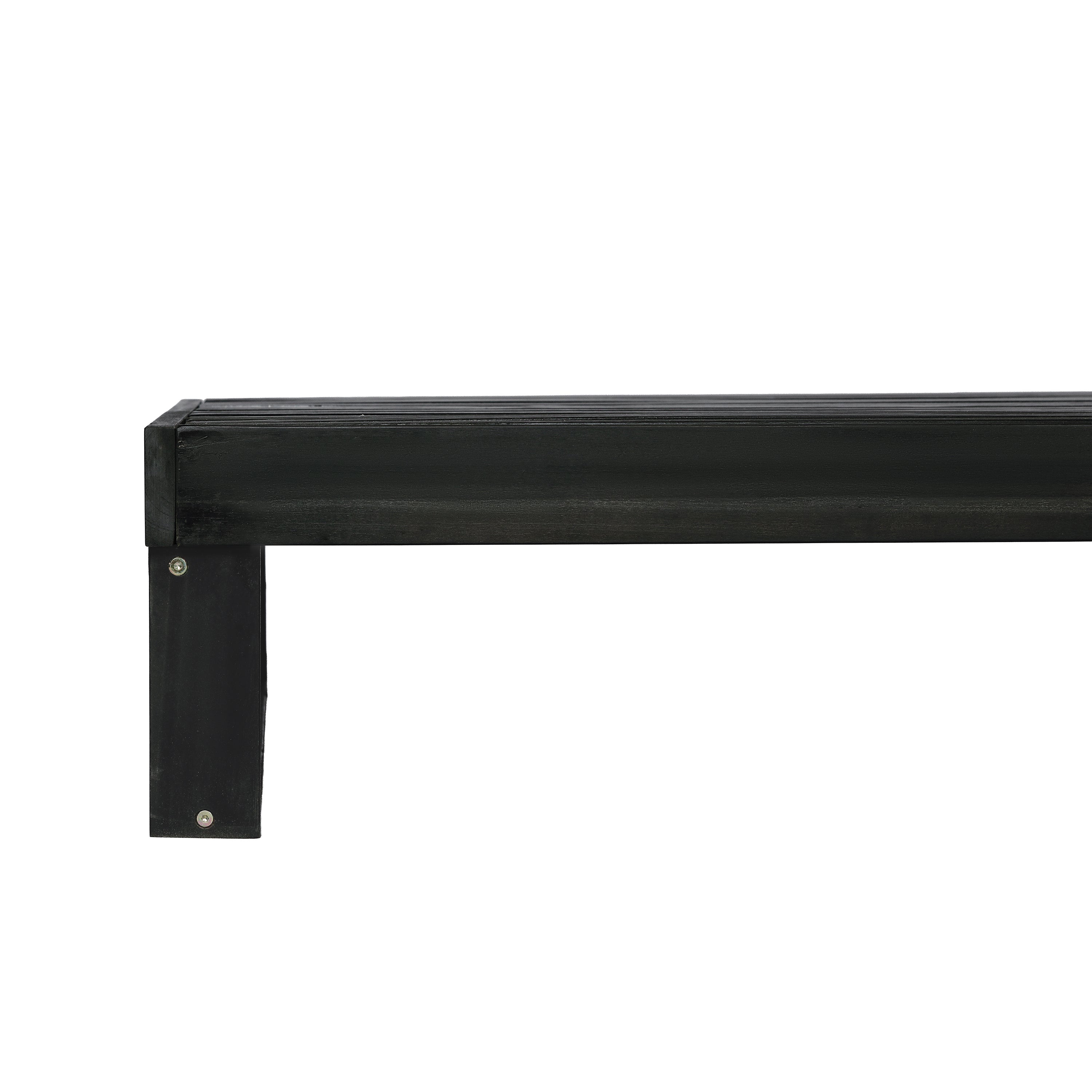 Black Acacia Wood Chaise Lounge - 4-Position Adjustable Recliner