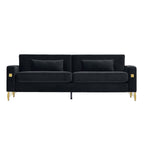Luxury Velvet Sofa with Gold Metal Accents