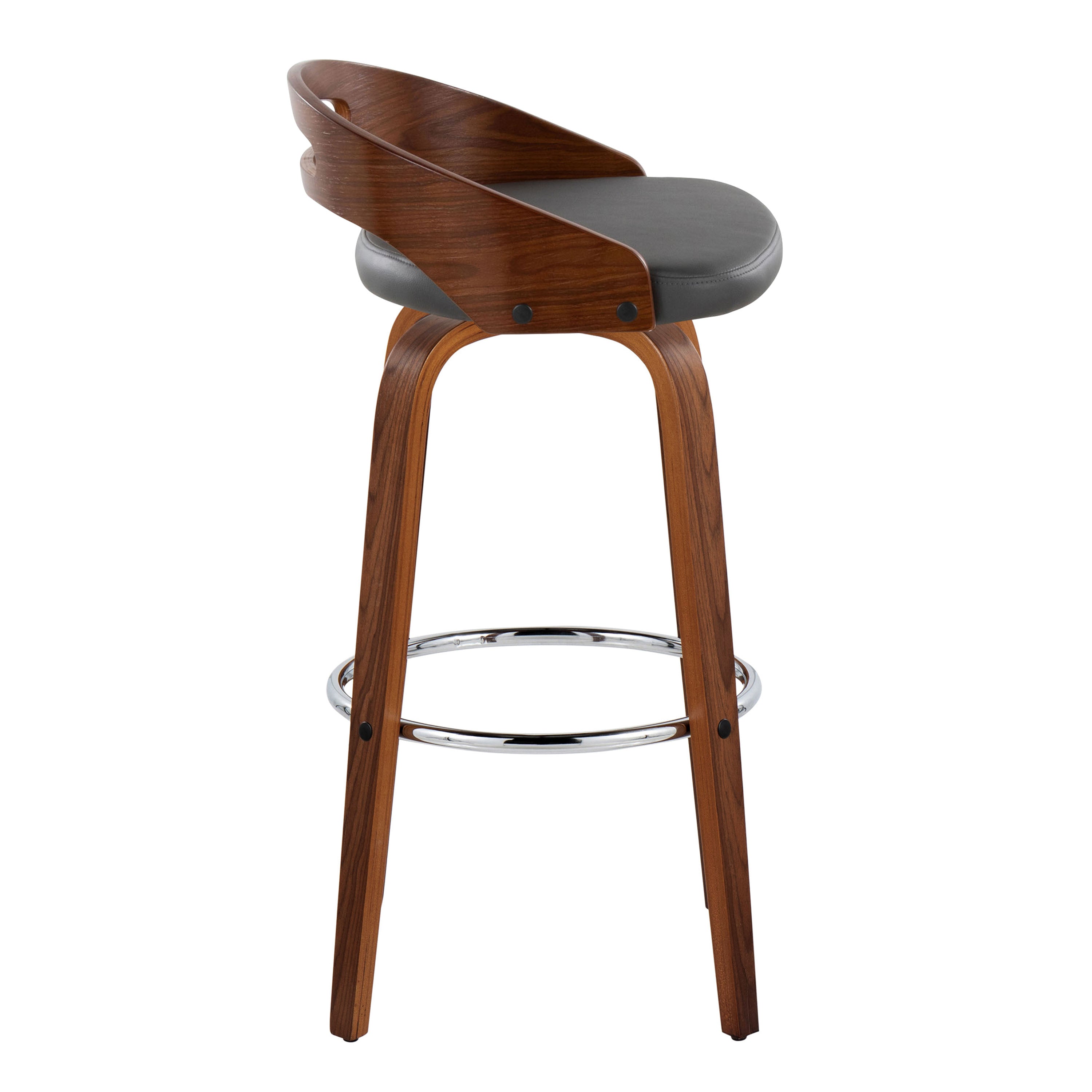30" Mid-Century Modern Fixed-Height Barstool with Swivel