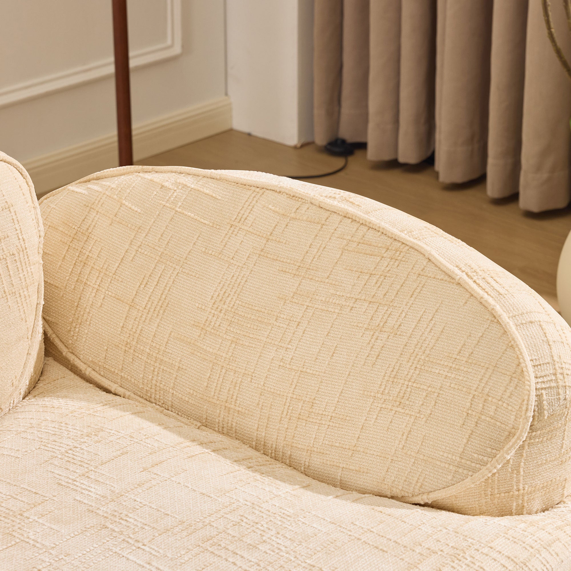 Beige Curved Two-Person Compress Sofa