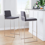 30" Contemporary High Back Barstool in Stainless Steel