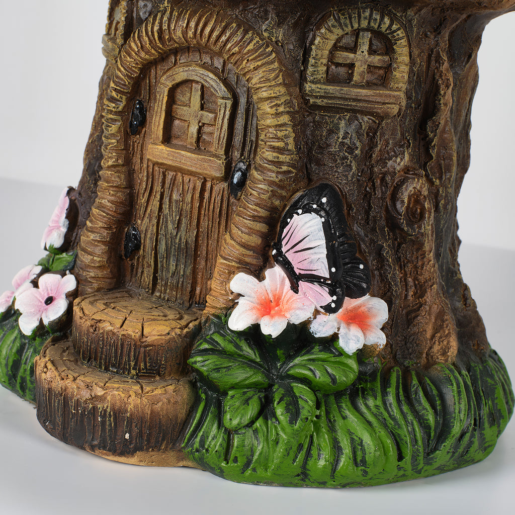Tree Stump Fairy House Stool Garden Statue