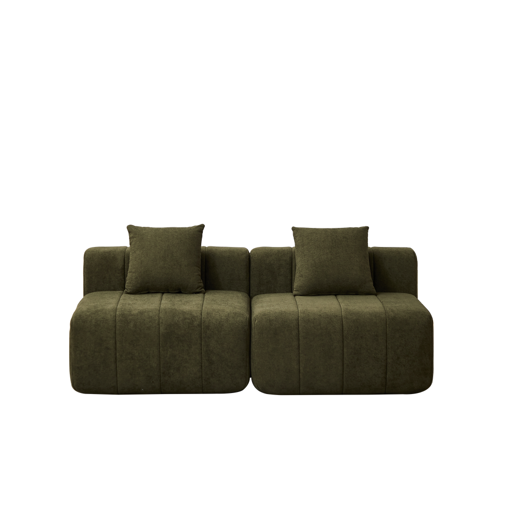 Chenille Sectional Sofa With 2 Pillows