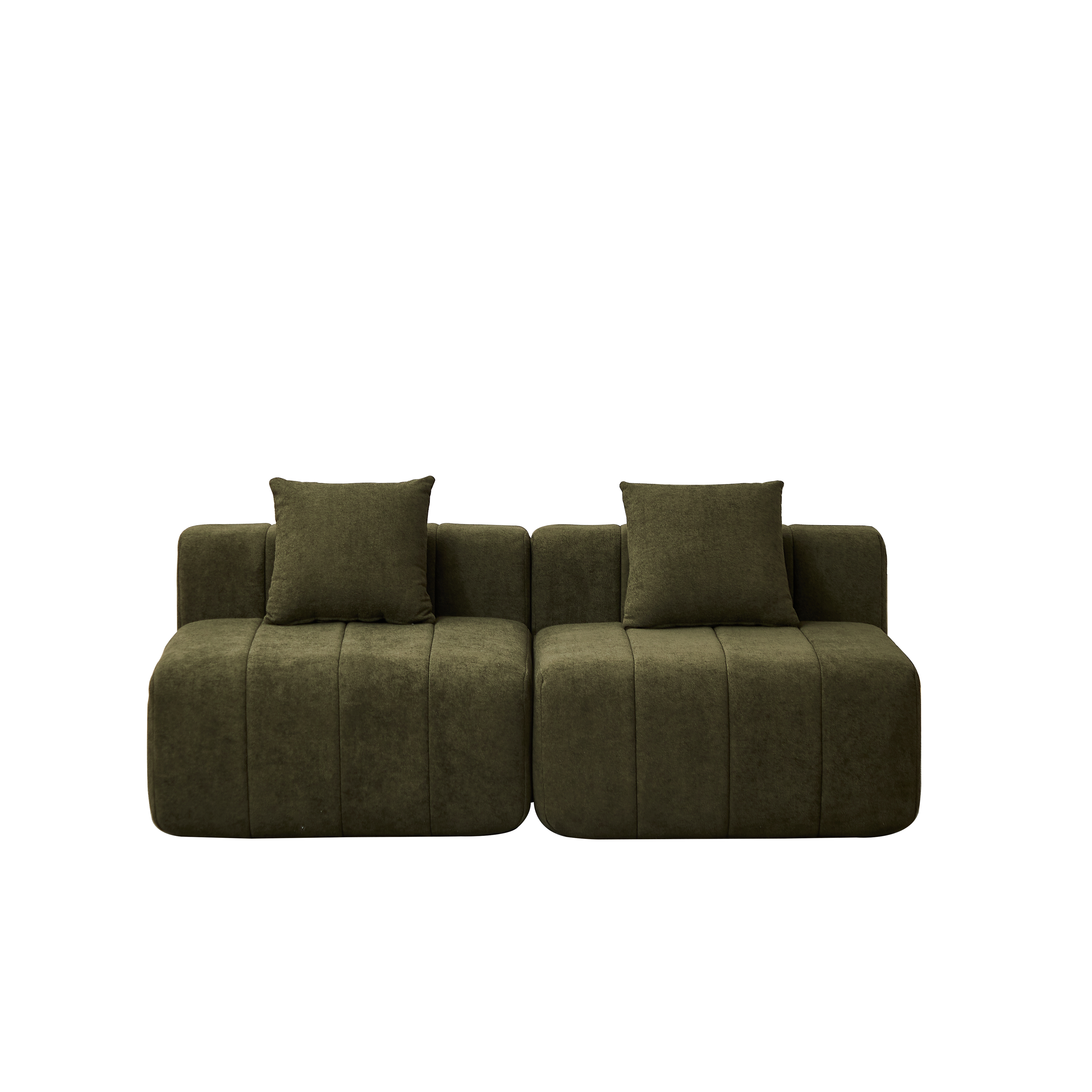 Chenille Sectional Sofa With 2 Pillows