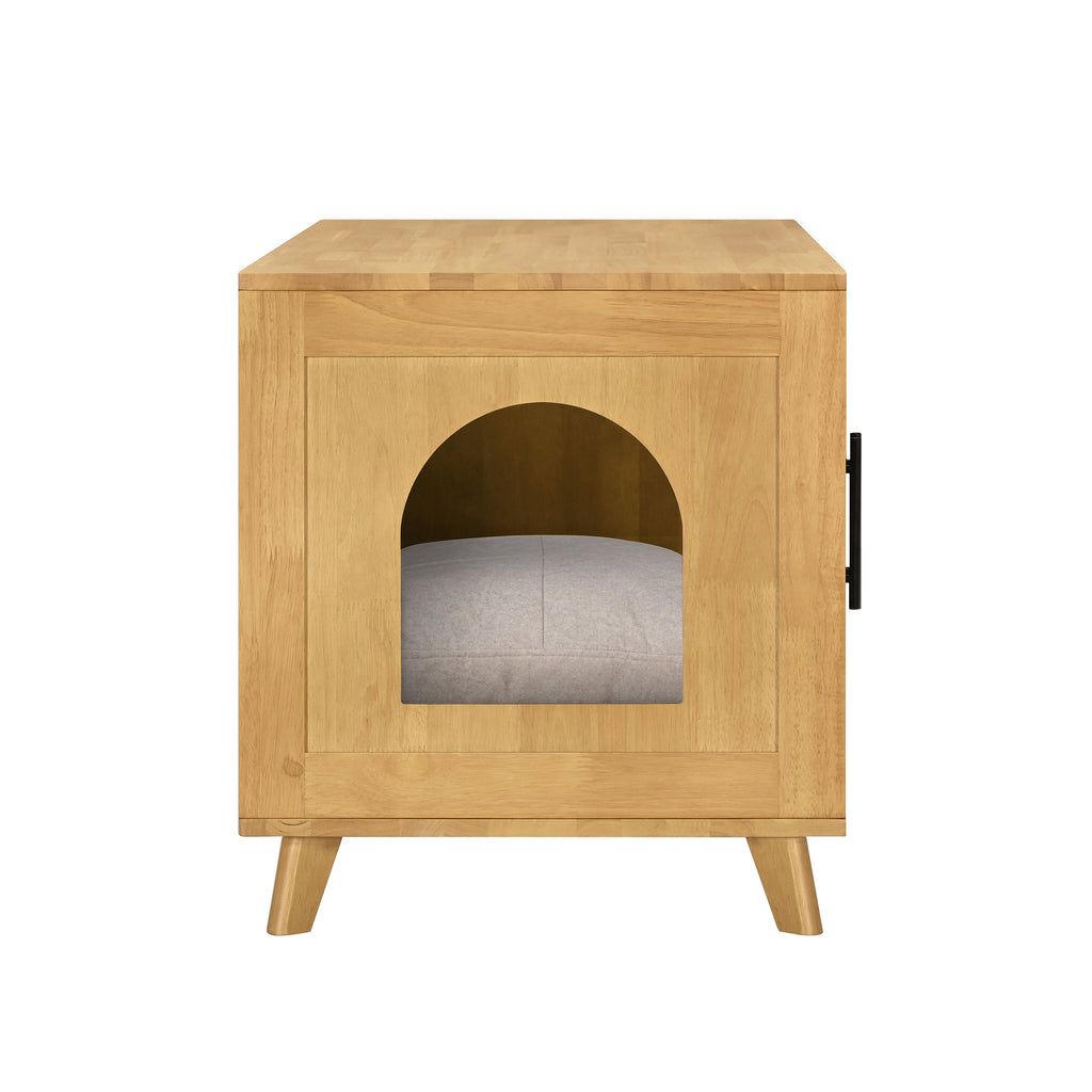 Myra Indoor Premium Rubber Wood Cat Cabinet with Plush Cushion
