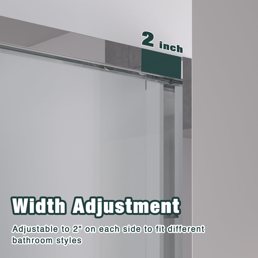 44-48"x76" Aluminum Frame Double Sliding Shower Door