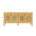Lars Indoor Rattan Decorated Rubber Wood Dog Crate Cabinet