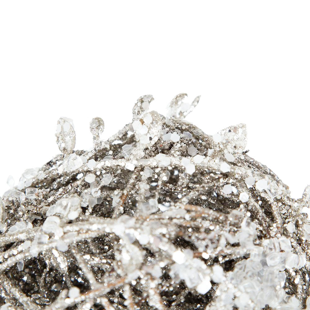 Iced Leaf/Twig Ball Christmas Tree Ornaments