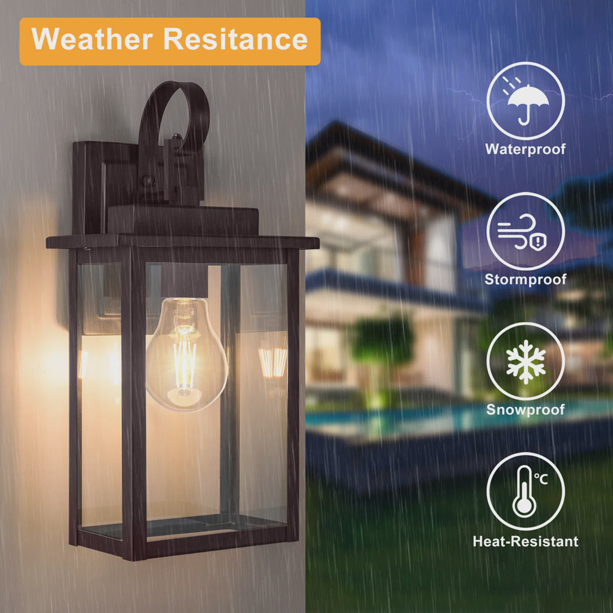 Oil-Rubbed Bronze Outdoor Wall Light, 15-Inch Height, Tempered Glass