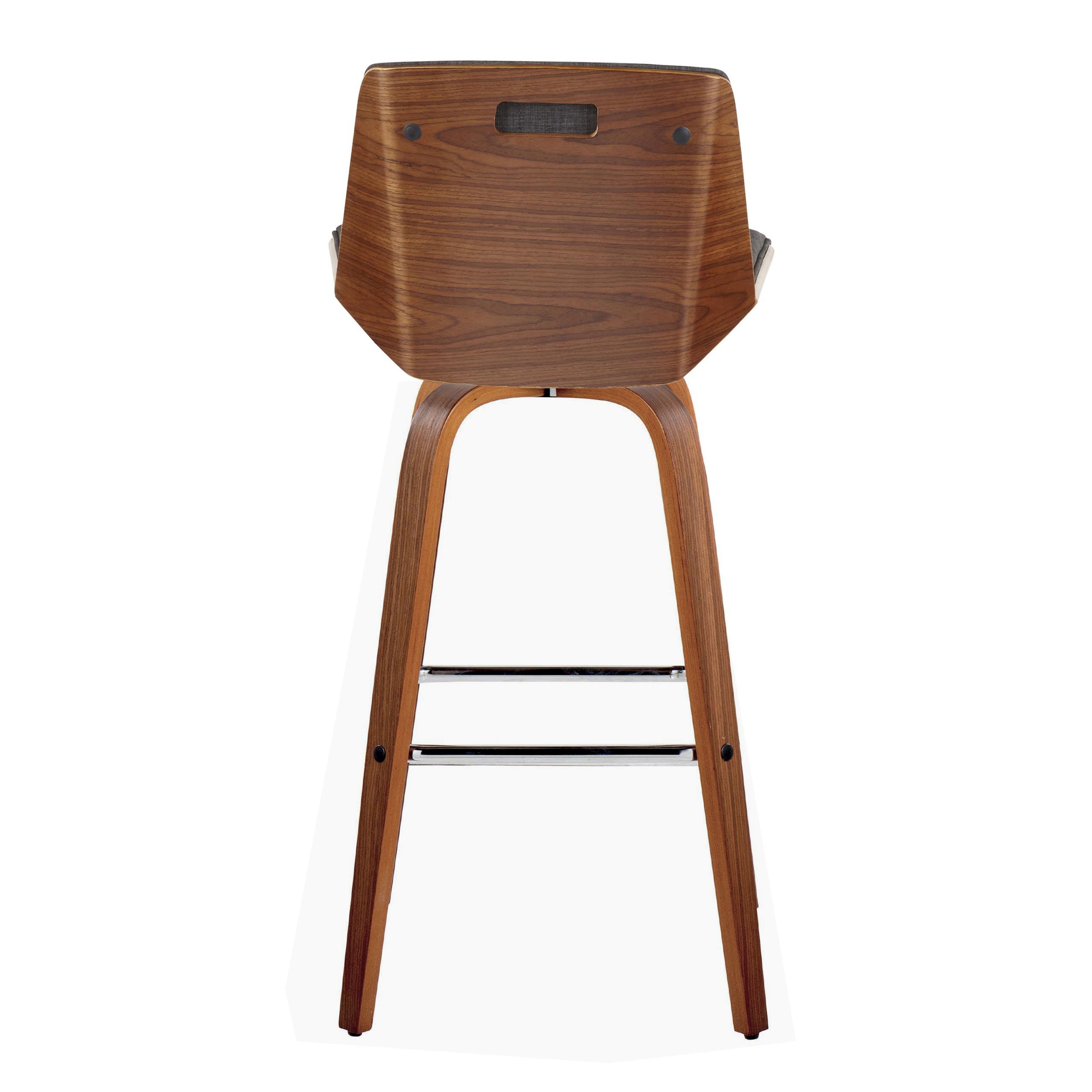 30" Mid-Century Modern Fixed-Height Barstool with Swivel