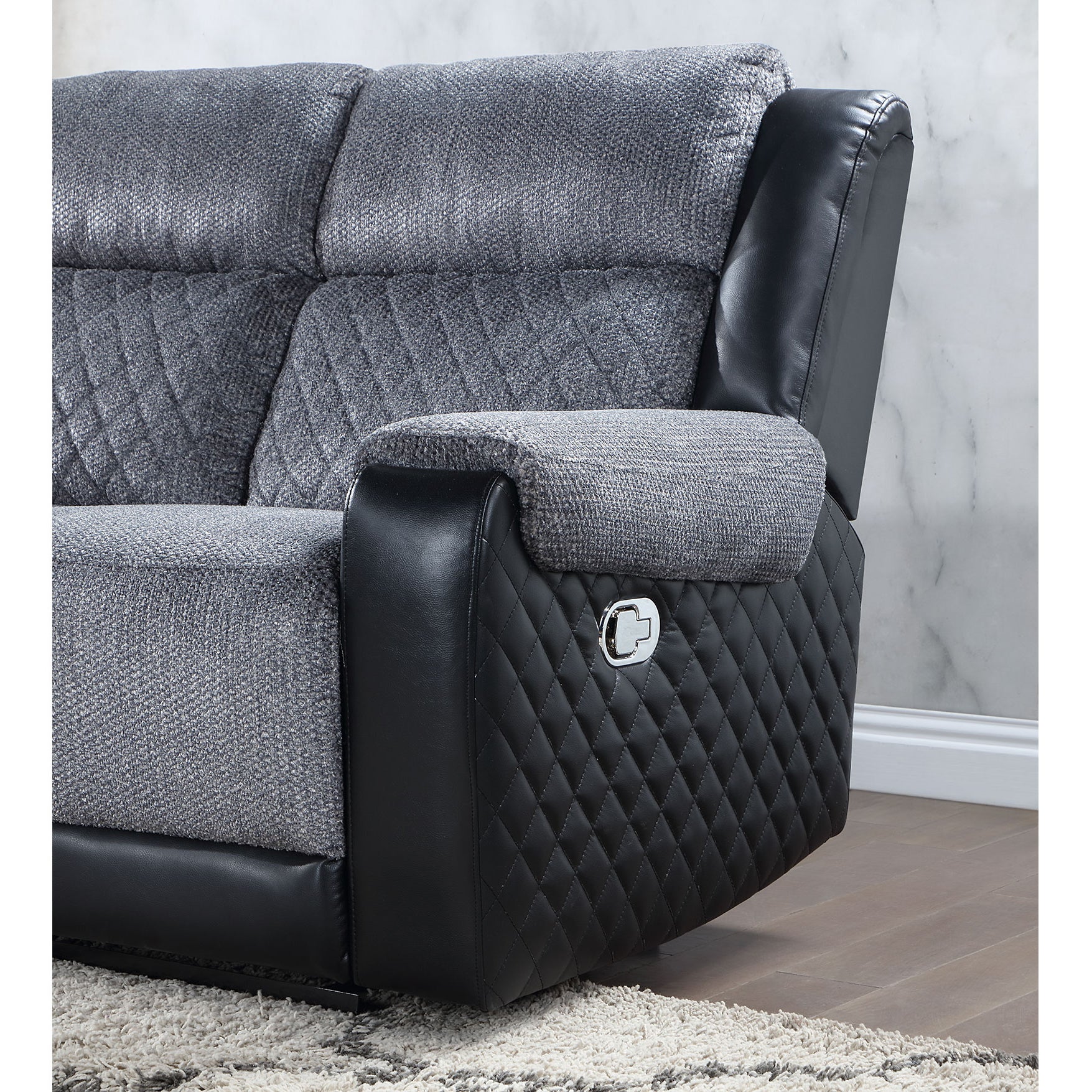 Alicia Grey/Black Reclining Sofa